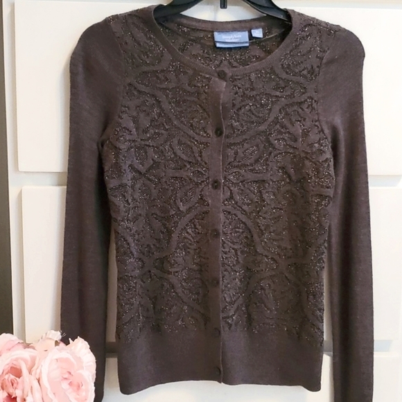 Vera Wang Sparkling Silver Grey cardigan - Picture 1 of 14